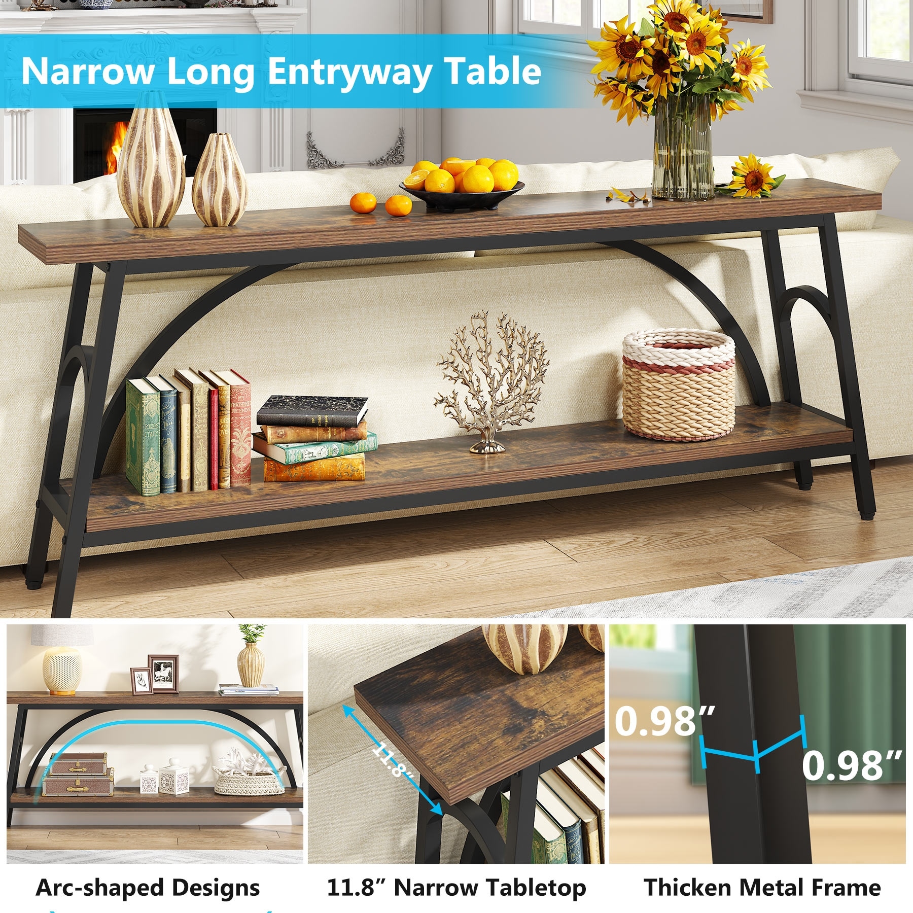 Console Table with Storage Shelf, 70.8 Inch Long Sofa Table Entry Table for  Living Room Hallway - On Sale - Bed Bath & Beyond - 34156630