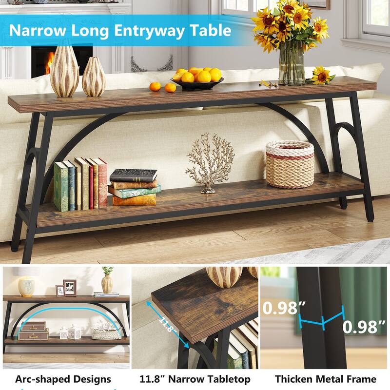 70.8”Sofa Tables, 2 Tier Extra Long Console Tables for Entryway