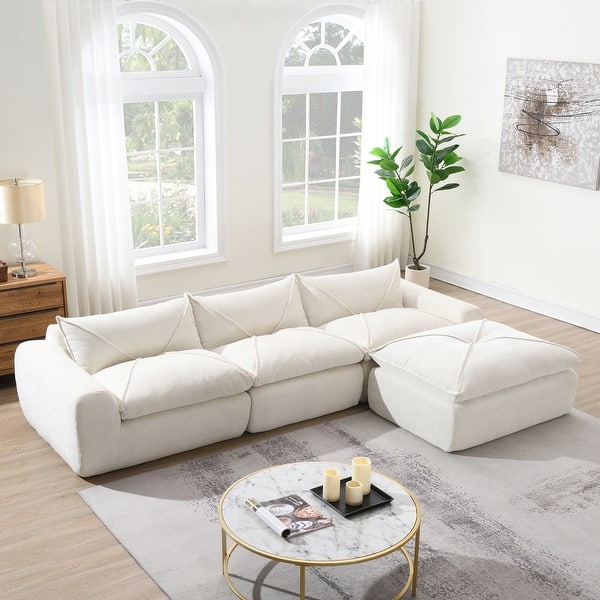 116'' Oversized Modular Sofa,Fully Compressed,4 Seat Spacious Foam-Filled Sofa Bed for Living Room,elderly/baby