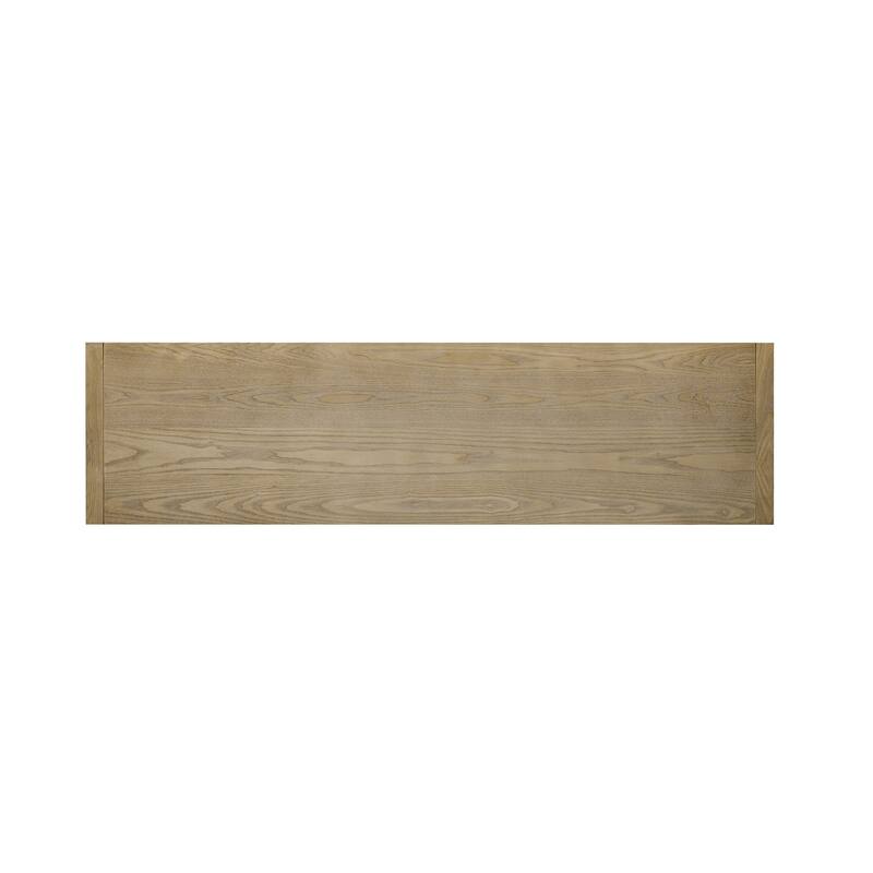 60" 3-Door Sideboard with 3 Drawers - Modern Solid Ash Veneer MDF Sideboard, Semi-Open Shelf & Center Semi-Circular
