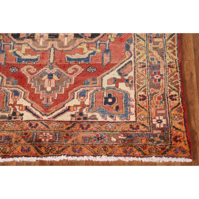 Vegetable Dye Heriz Persian Vintage Runner Rug Hand-knotted Carpet - 3'6"x 10'10"