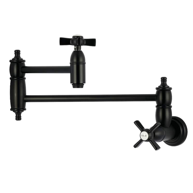Kingston Brass Essex Double-Handle Wall-Mount Pre-Rinse Bridge Kitchen Faucet - Matte Black