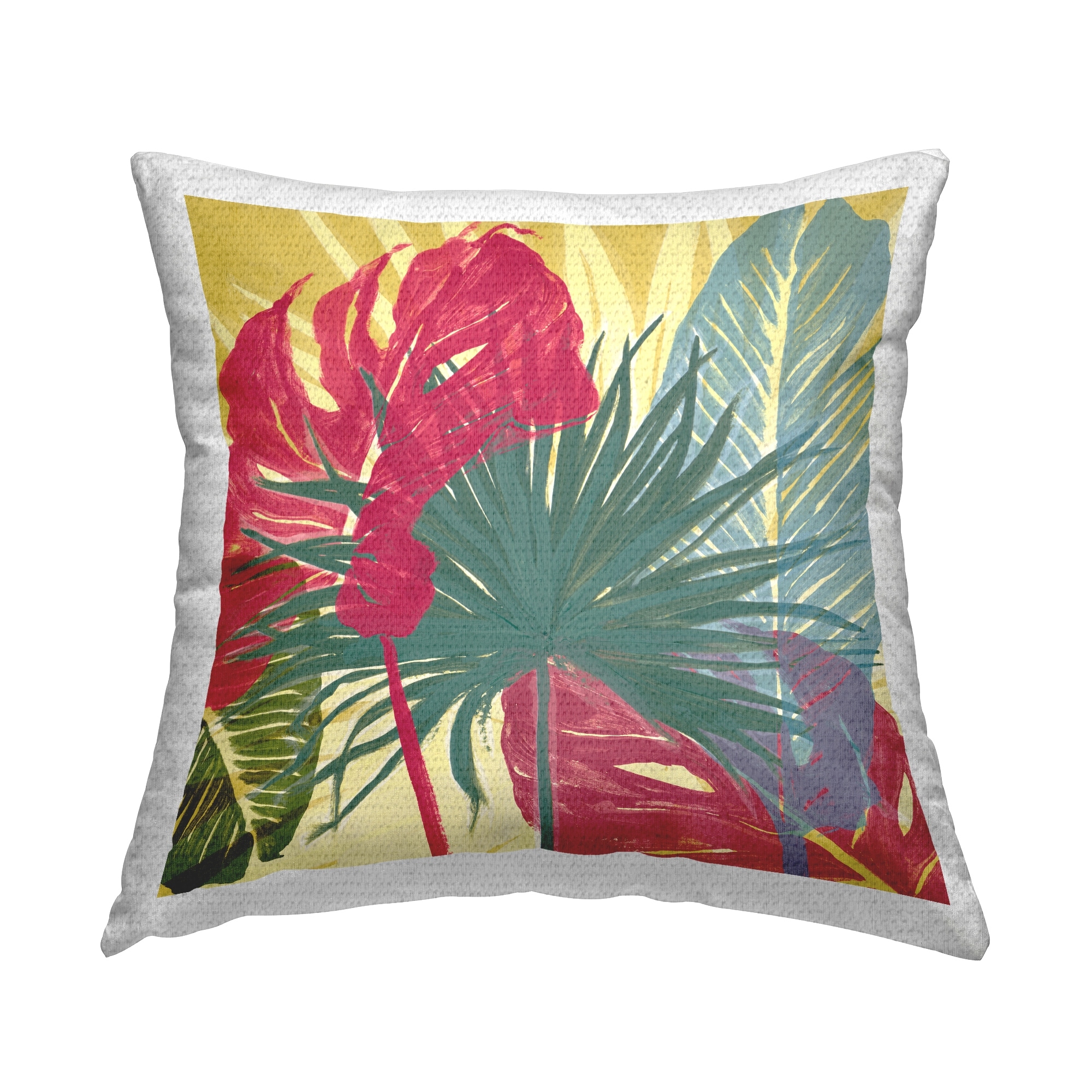 Stupell Bright Botanical Leaves Tropical Printed Outdoor Throw Pillow Design by Patricia Pinto