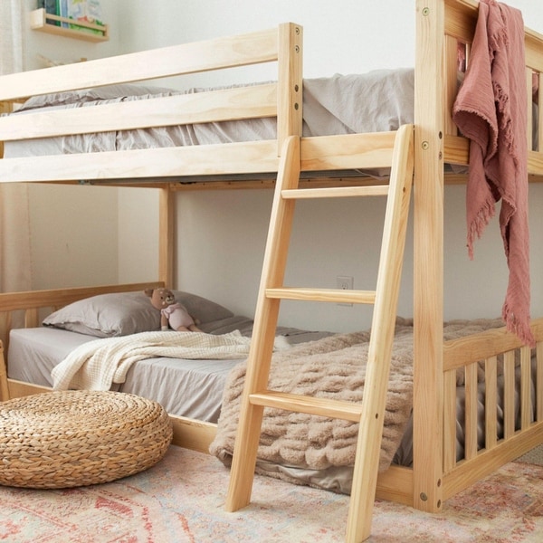 Max & Lily Twin over Twin Low Bunk Bed with Ladder - Bed Bath