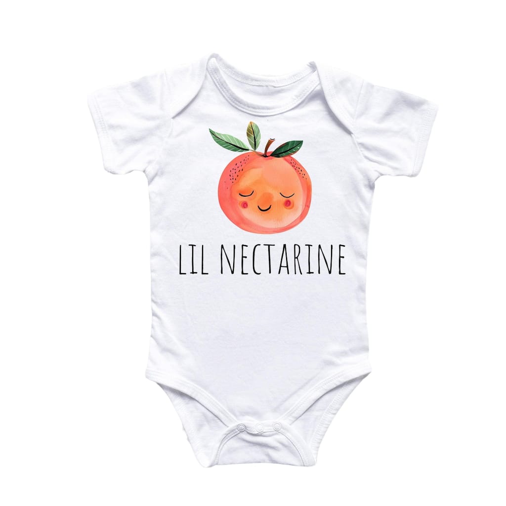 Little Nectarine Fruit - Baby Boy Girl Clothes Infant Bodysuit Funny Cute Newborn