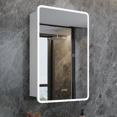Artemis Aluminum Recessed/Surface Mount Bathroom Medicine Cabinet with Mirror and Lights, Dimmable, Anti-Fog, Adjustable Shelf