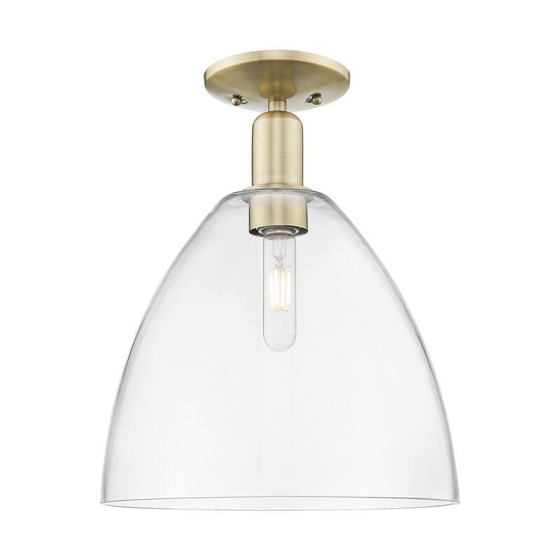 Innovations Lighting 716-1C-15-12 Bristol Semi-Flush Bristol 12" Wide - Antique Brass / Clear