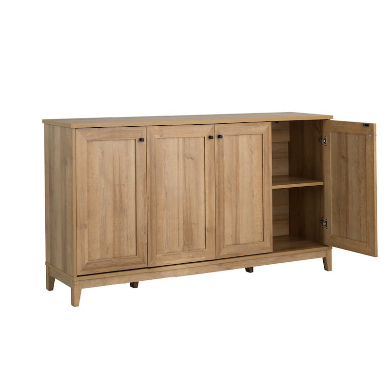 Prepac Yaletown 4 Panel Door 60"W Console Table with Storage, Storage Cabinet with Doors and Shelves, Sideboard Storage Cabinet