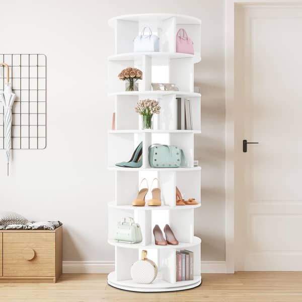 Laid Back Rack Modern Minimalist Wooden 360° Swivel Open Storage Rack - Bed Bath ...