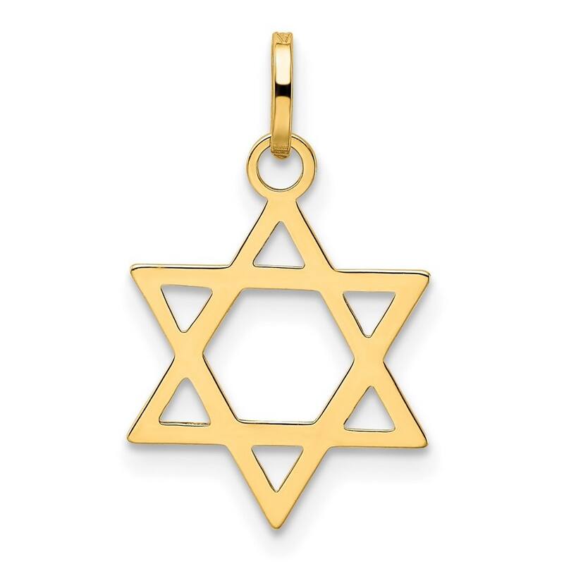 Curata 14k Yellow Gold 18" Solid Polished Star of David Pendant Necklace - 14x13mm