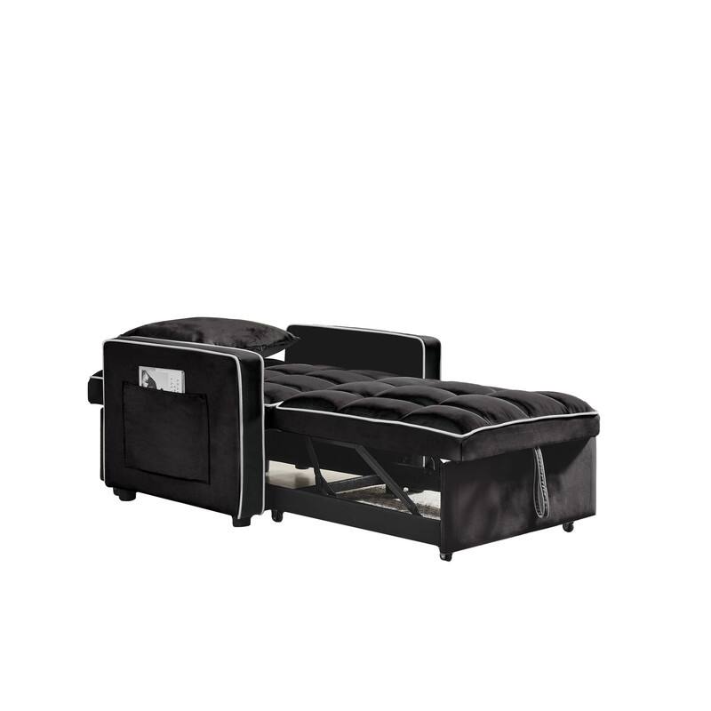 3 In1 Upholstered Sleeper Sofa with Poll out Bed,Adjustable Back and Side Pockets