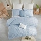 preview thumbnail 16 of 137, Intelligent Design Brooklyn Cotton Jacquard Duvet Cover Set with Euro Shams and Throw Pillows Blue - King