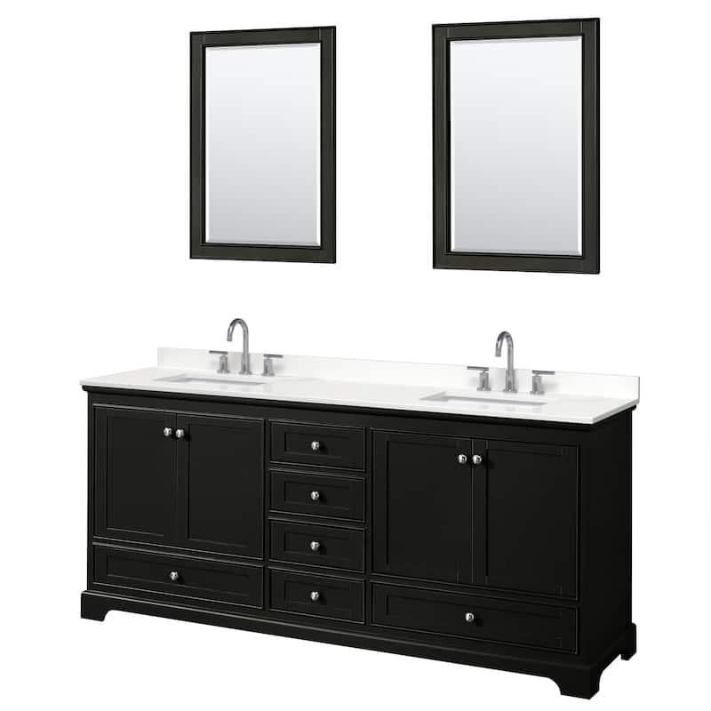 Deborah 80-inch Double Vanity, Quartz Top, 24-inch Mirrors