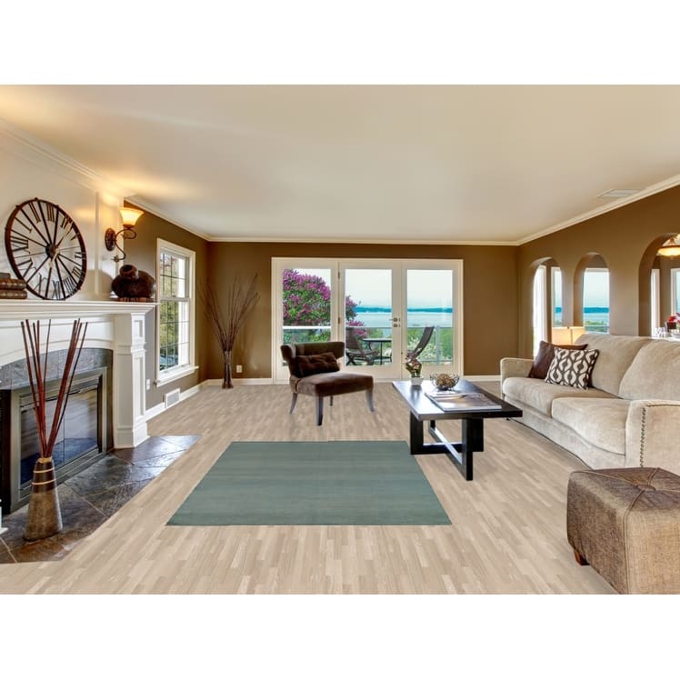 Aqua Blue & Green Modern Gabbeh Oriental Area Rug Handmade Wool Carpet - 4'10" x 6'10"