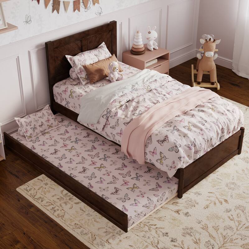 Clayton Platform Bed with Panel Footboard and Twin Trundle