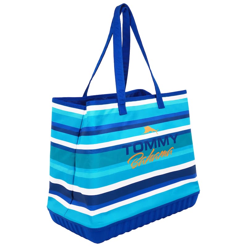 Tommy Bahama Water-Repellent Tote with Pouch - Ocean Stripe Print