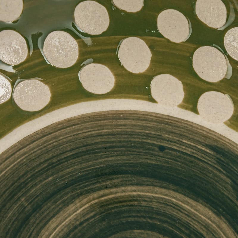 Stoneware Bowls with 4 Dots Styles - 6.9"L x 6.9"W x 1.5"H