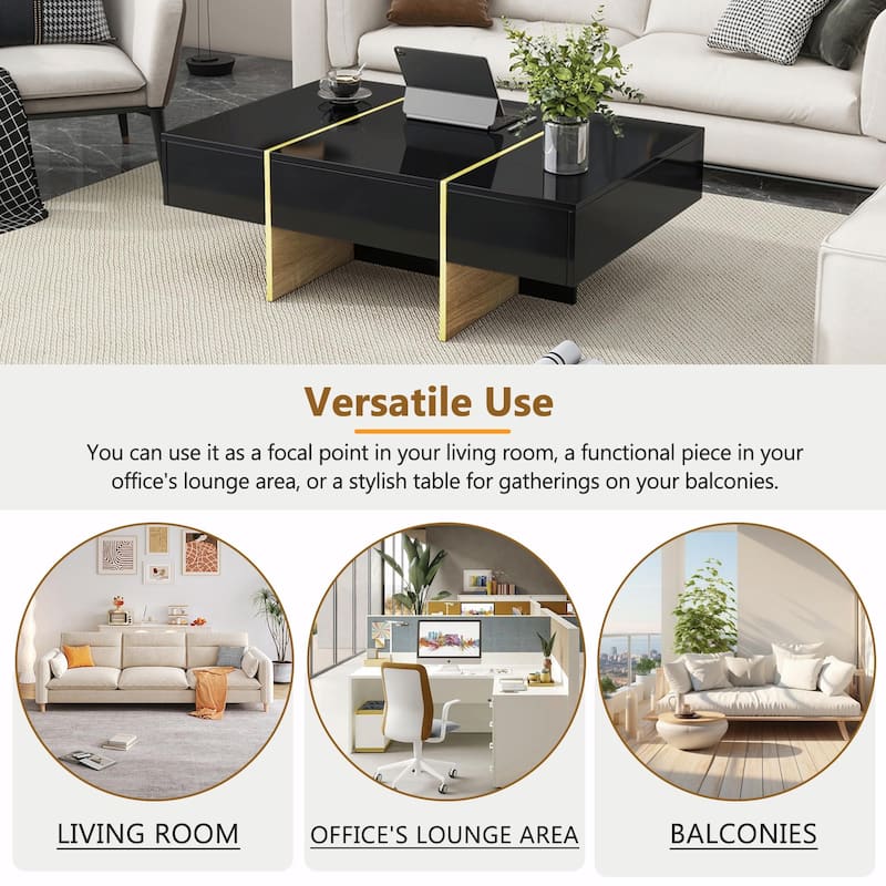 47.2" x 31.4" Minimalist High Gloss Coffee Table