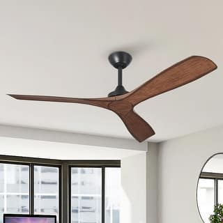 Parrot Uncle 52" Matte Black/ White 3 Blades Indoor Propeller Ceiling Fan with Remote, No Lights