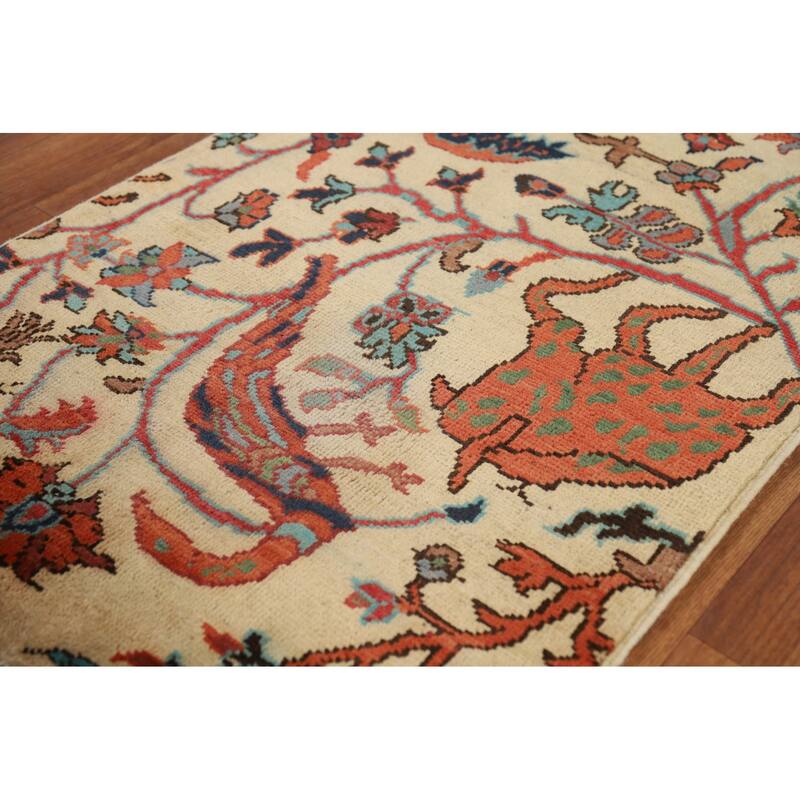 Animals Design Kazak Oriental Foyer Rug Hand-Knotted Wool Carpet - 2'0" x 3'0"