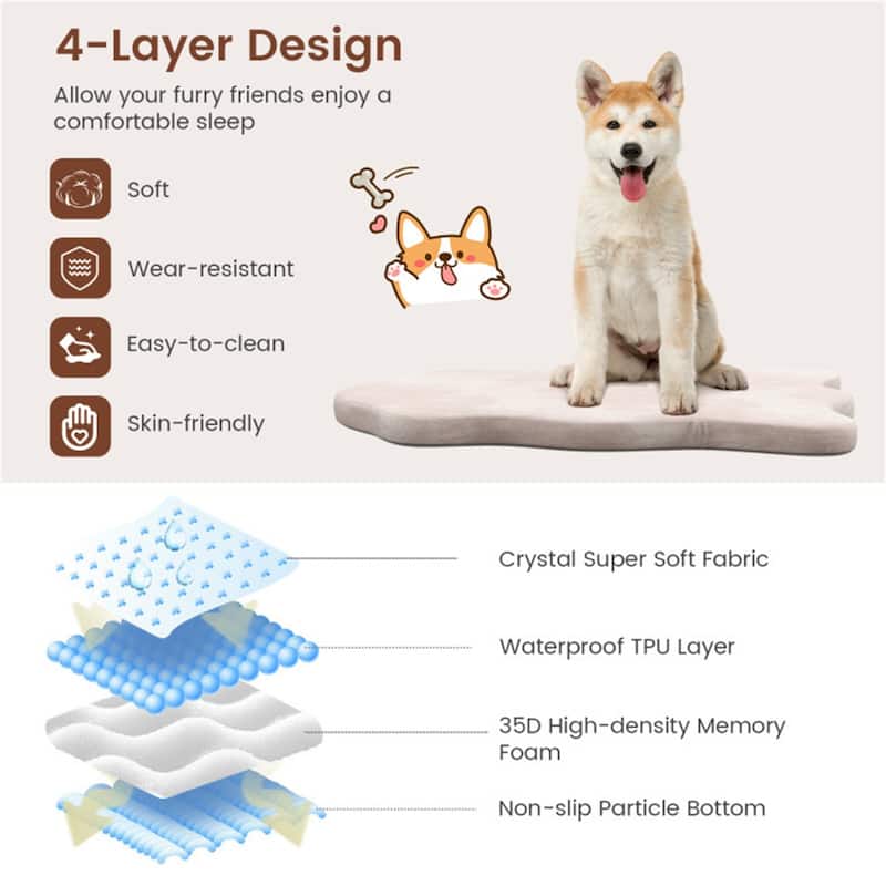 43 " Orthopedic Dog Bed For Large Dogs ?Beige - Multi