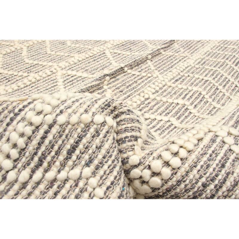 ECARPETGALLERY Braid weave Sienna Grey Wool Rug - 5'0 x 8'0