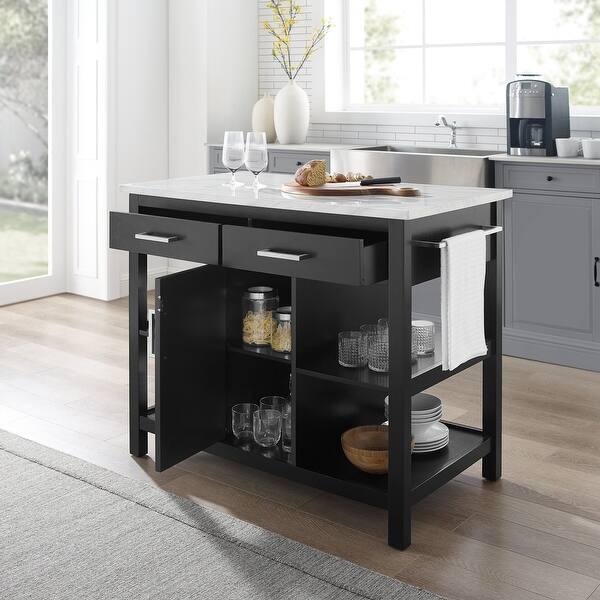 Shop Audrey Faux Marble Top Kitchen Island 42 W X 23 5 D X 36 H