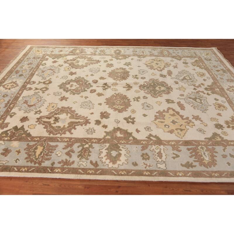 Earth Tone Oushak Indian Area Rug Hand-Knotted Wool Carpet - 8'0"x 10'2"