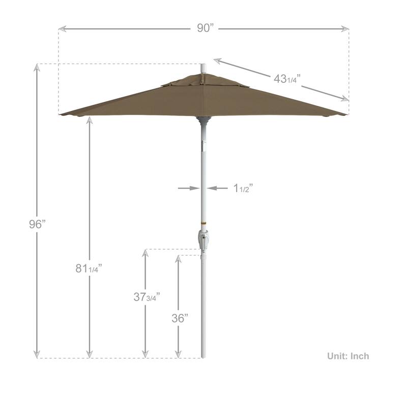 California Umbrella 7.5' Round Crank Lift, Push Button Tilt Aluminum Patio Umbrella, White Finish, Outdoor Rated Red Fabric