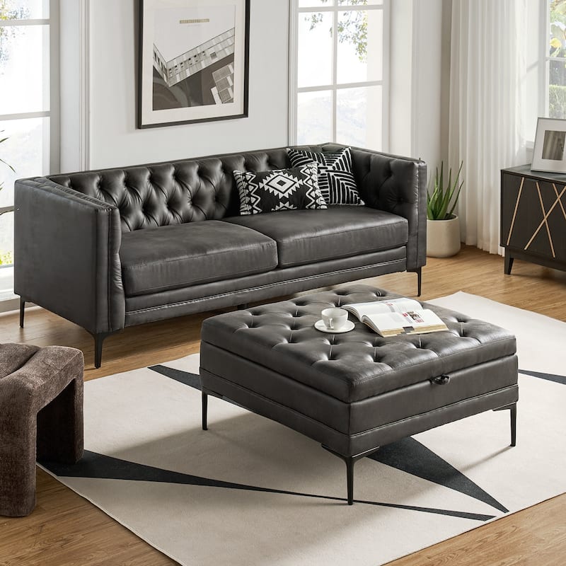 Ipiutak Modern 2 - Piece Upholstered Button-tufted Sectional with Storage Ottoman