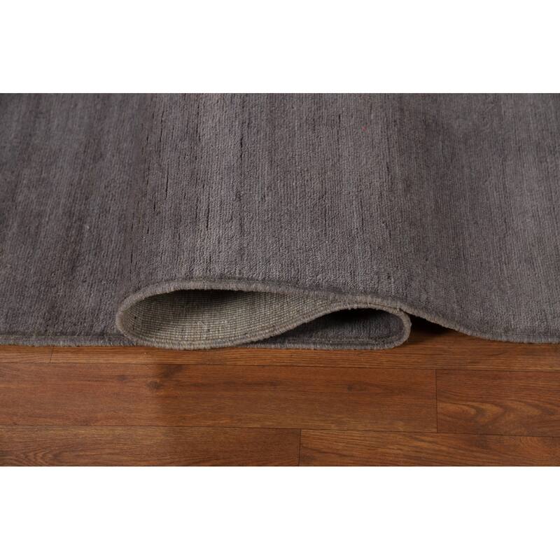 Gray Modern Gabbeh Oriental Area Rug Handmade Solid Wool Carpet - 8'5" x 9'11"