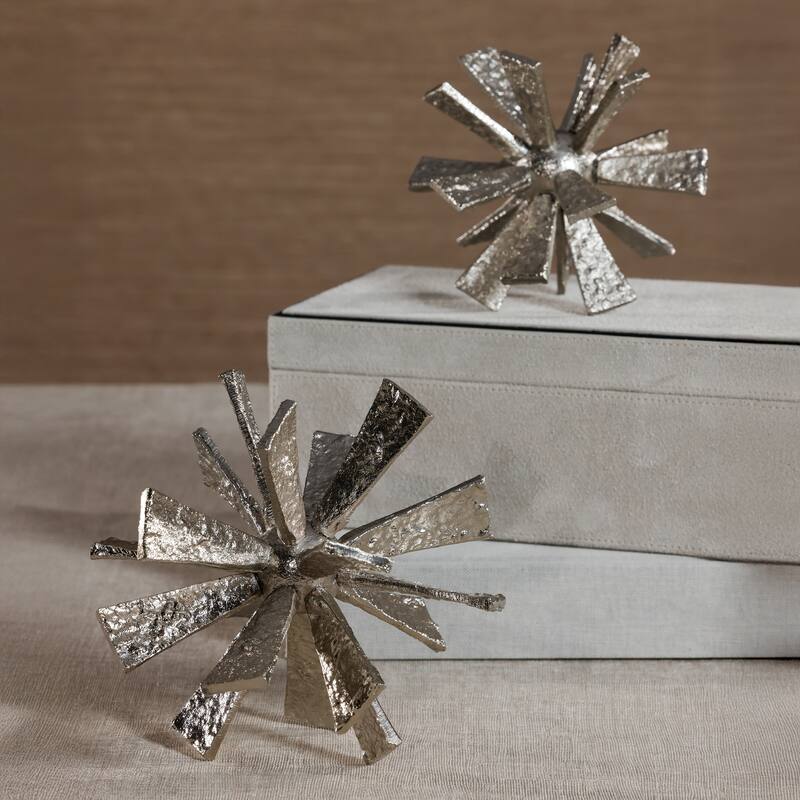 Sculptural Starburst Metal Orb Accent