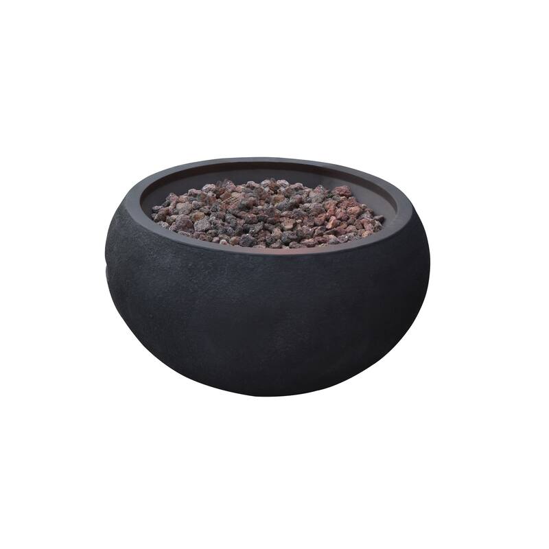 Modeno York 40,000 BTU Black Concrete Propane Fire Table with Lava Rocks & Cover - 26.6 X 26.6 X 14.2