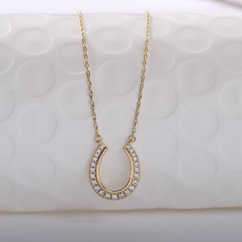 10K Gold 1/6ct TDW Diamond Horseshoe Pendant Necklace for Women