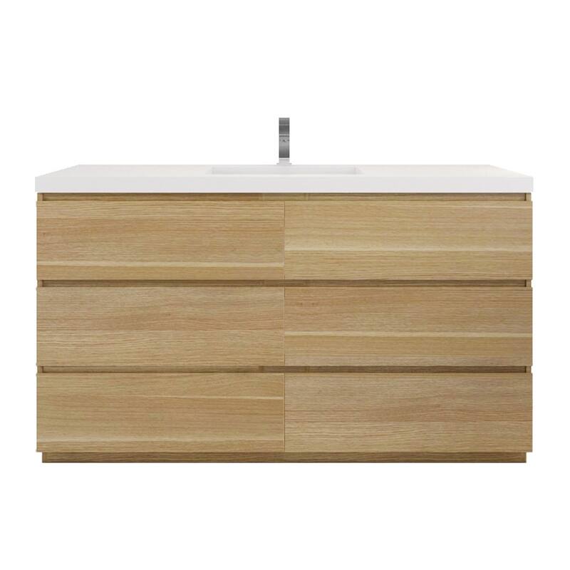 Aron 60'' Freestanding Vanity with Single Reinforced Acrylic Sink - 60'' Width - White Oak