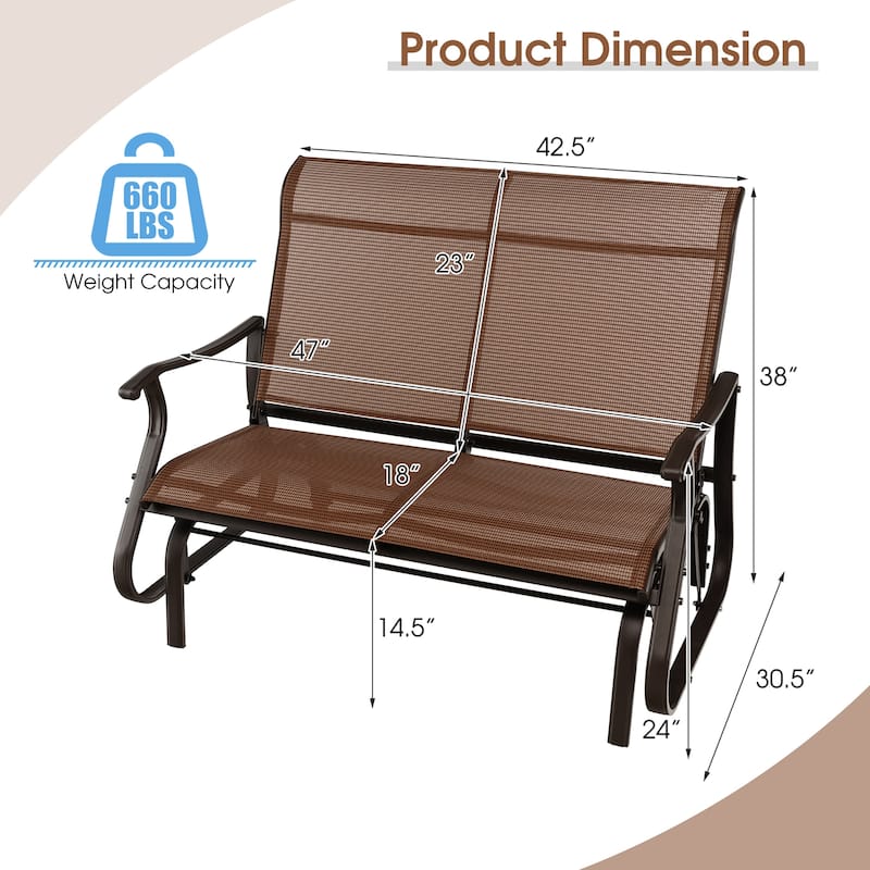 Costway 2-Person Patio Swing Glider Bench Loveseat Rocking Chair High - See Details