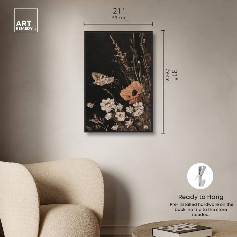 Poppy and Moth II Canvas by Art Remedy