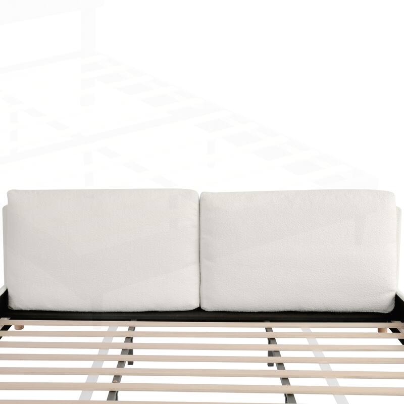 Luxurious Upholstered Platform Bed with Removable Pillows and Stylish Headboard