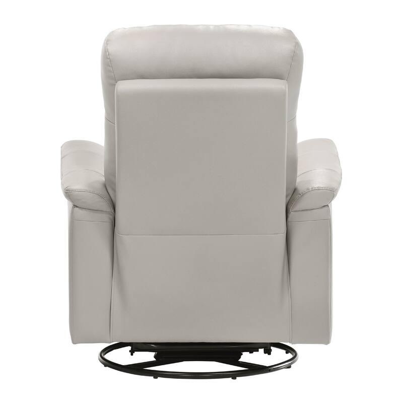 Briz Manual Swivel Recliner Chair, Top Grain Leather Silver Gray