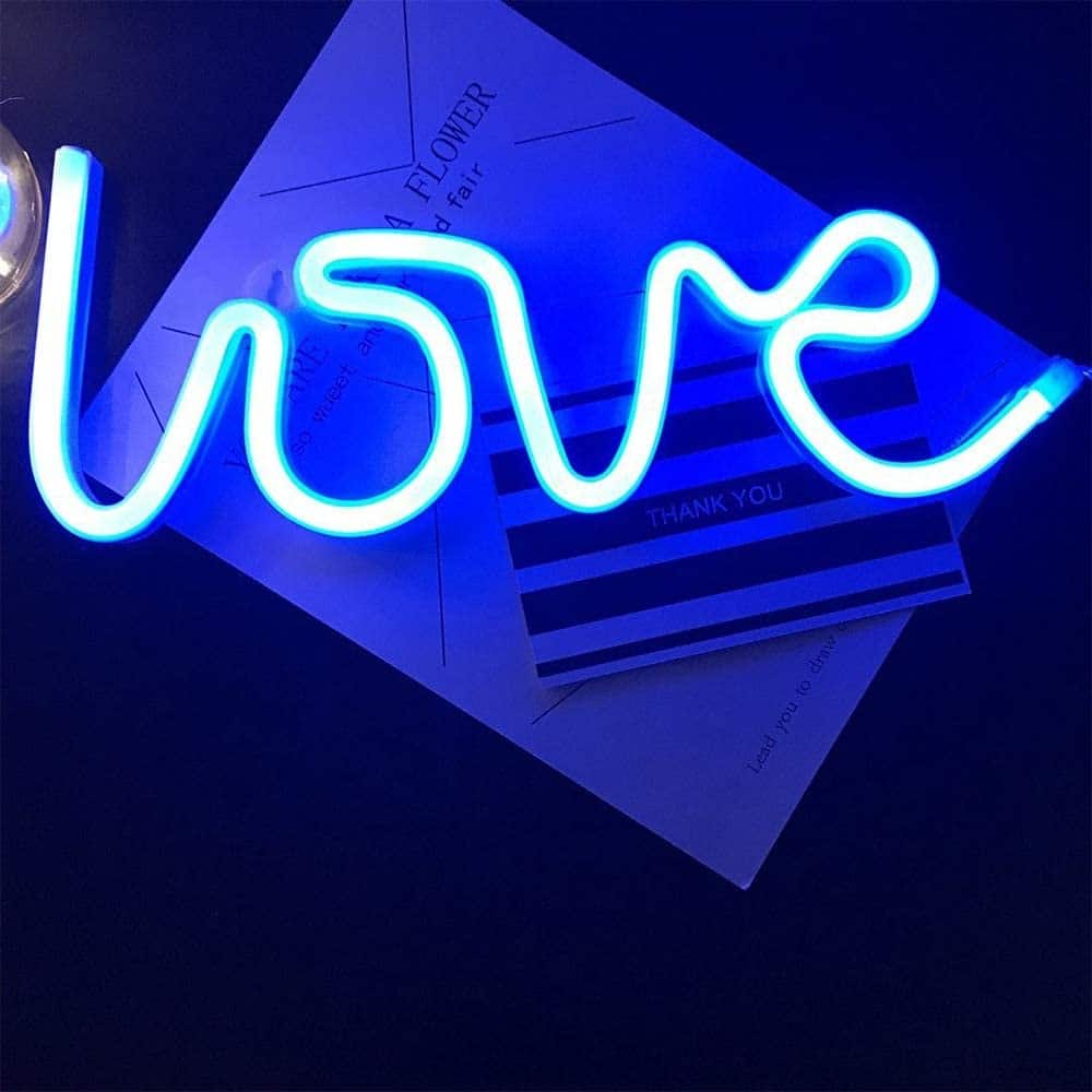 Love Neon Sign for Wall Décor Blue USB or Battery Decor Light LED Sign ...