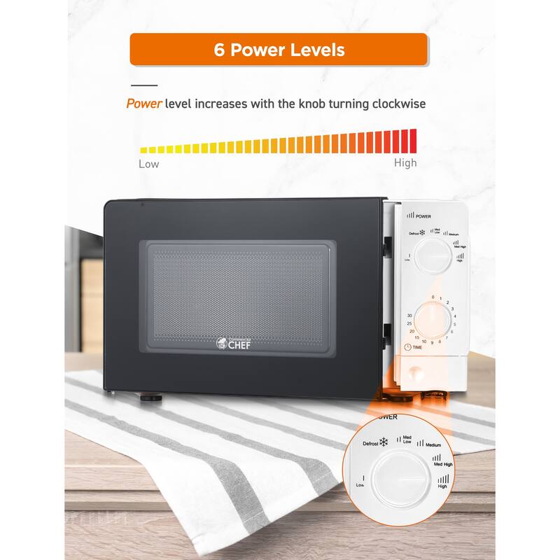 Commercial Chef Counter Top Microwave, 0.6 Cubic Feet,White