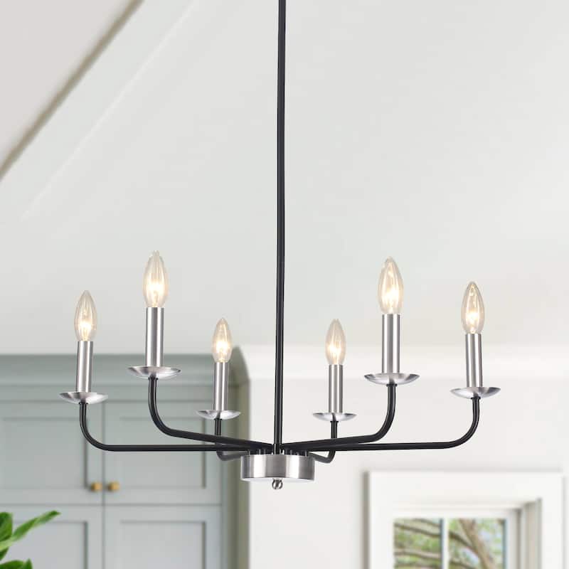 24.01 in. Modern Farmhouse Chandelier , 6-Light French Country Chandelier for Dining Room Living Room Bedroom Kitchen