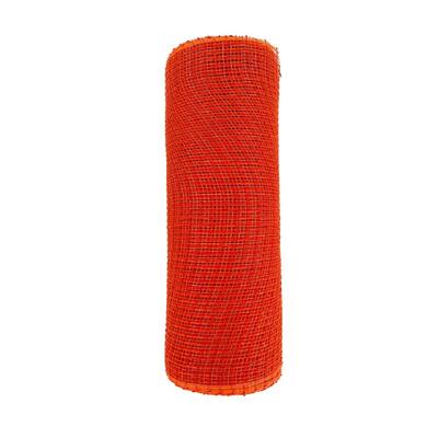 Ribbon Poly Burlap Check Mesh Orang 10.5" x 10YDS - 10" x 10YD