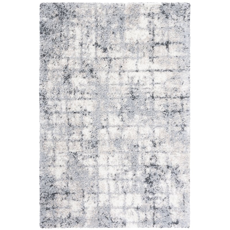 SAFAVIEH Berber Shag Noori Modern 1.2-inch Thick Rug - 6'7" Square - Grey/Ivory