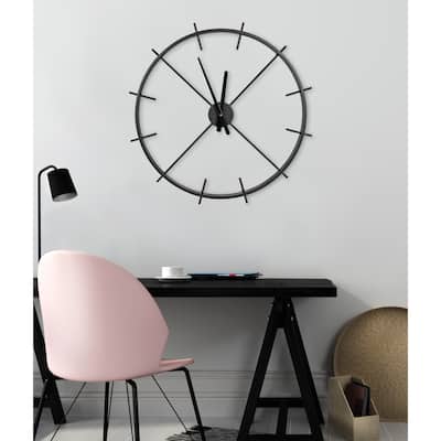 Kate and Laurel Isaac Modern Metal Wall Clock, 26" Diameter, Black - 26" Diameter