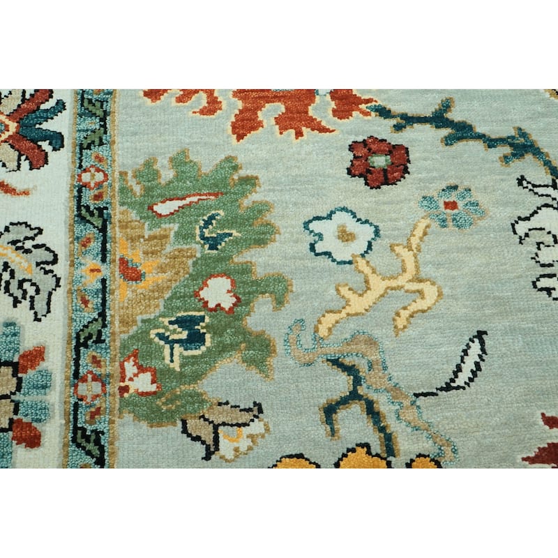 Mint Arts & Crafts Oushak Wool Rug 8x10 Hand Knotted by LoomBloom - 7' 11'' x 10'