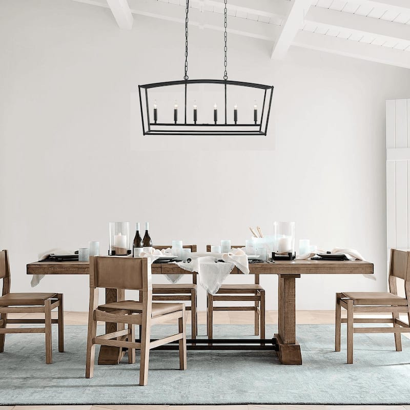 Starsky Farmhouse 6-light Rectangle Linear Chandelier for Dining Room with UL Certified