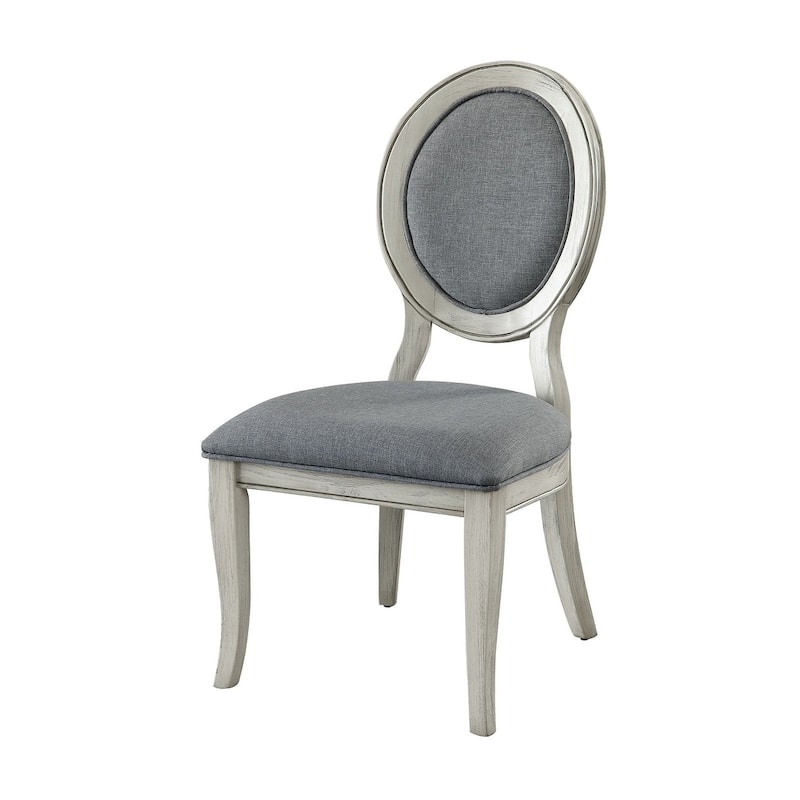 Fabric Upholstery Side Chair, White And Gray - 37.75 H x 21 W x 24.5 L Inches - White and Gray