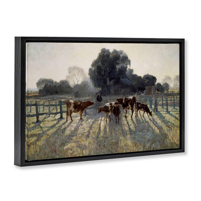 Stupell Elioth Gruner Morning Cows Framed Floater Canvas Wall Art Design By Arlington Prints