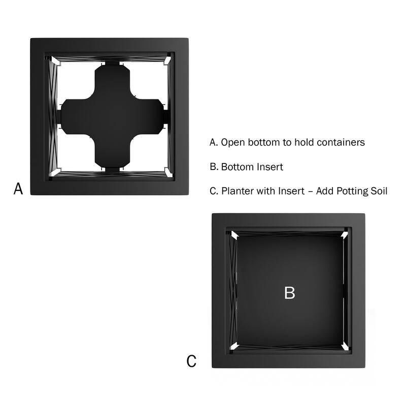 Lattice Design Planter Box - 14.75-Inch-Square Decorative Outdoor Flower or Plant Pot by Pure Garden - 14.75 x 14.75 x 13